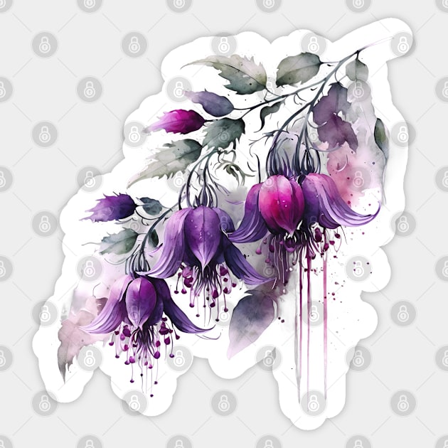 Fuschia Flower Purple Watercolour Sticker by Sarahmw